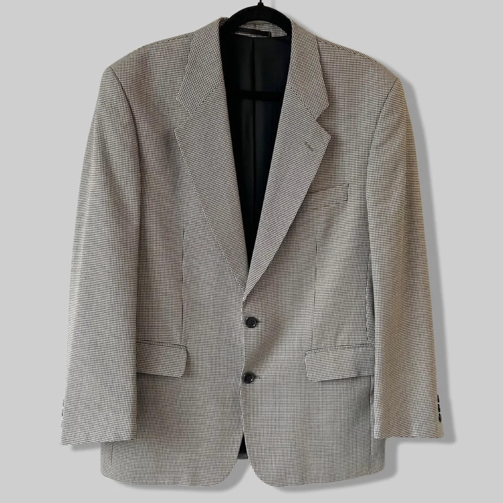 Thomas Jeffery Houndstooth Wool Blend Blazer  Made in Portugal